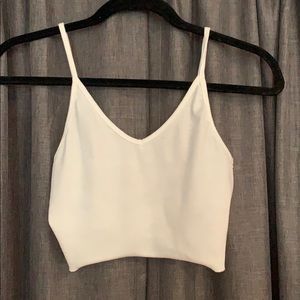 White laced back cropped tank